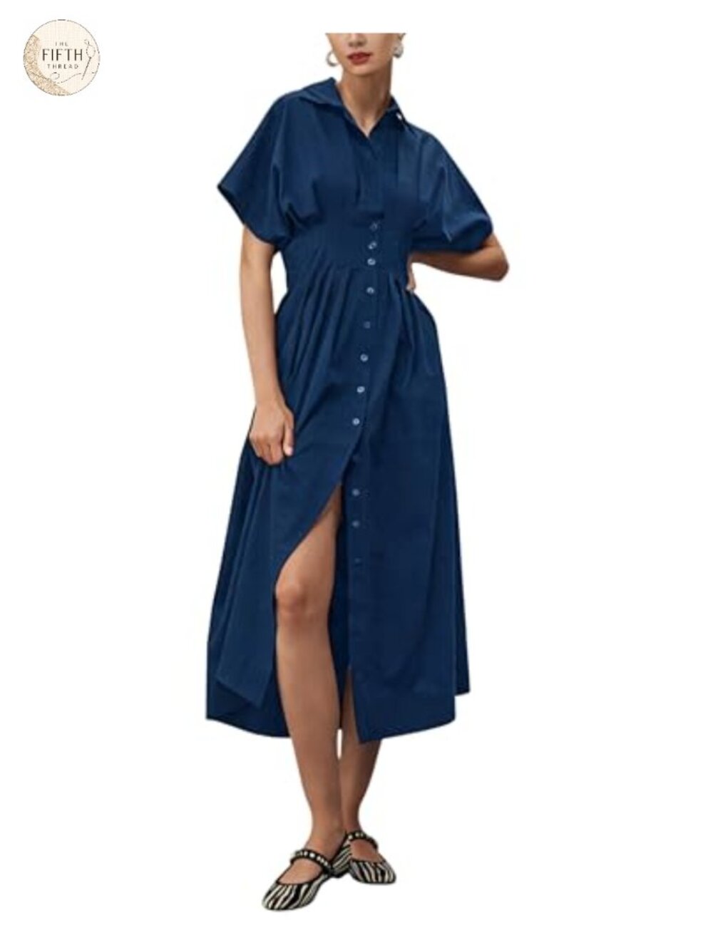 Women's Casual Maxi Shirt Dress With Pockets Button Down Pleated Summer